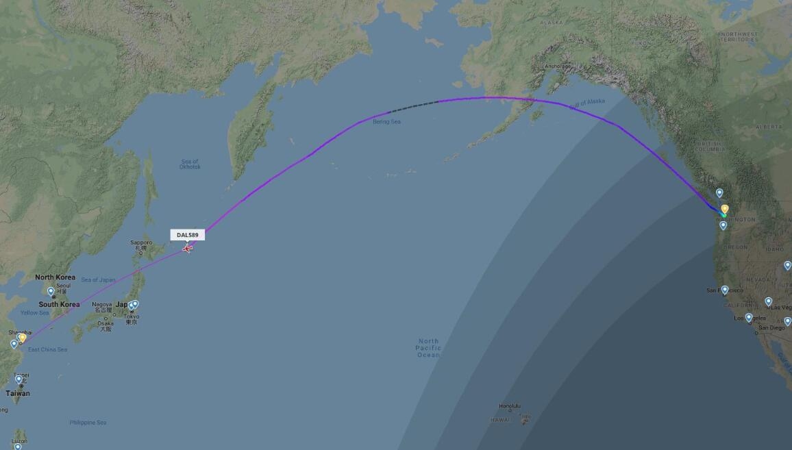 達美航空DL589航班軌跡圖