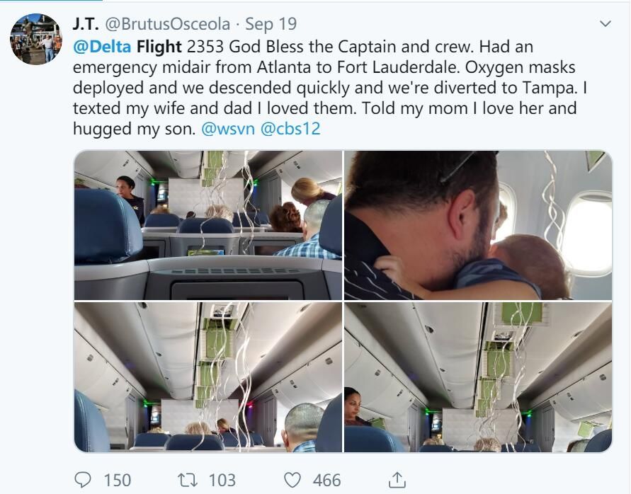 達美航空客機8分鍾內(nei) 驟降3萬(wan) 英尺 安全備降坦帕-伊朗的空運