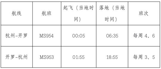 杭州直飛開羅航線11月開通 航線網絡實現覆蓋五大洲-海運費