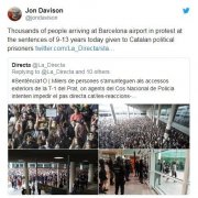 卡塔爾的空運視頻：加泰抗議者阻塞機場交通 與西班牙警方衝突