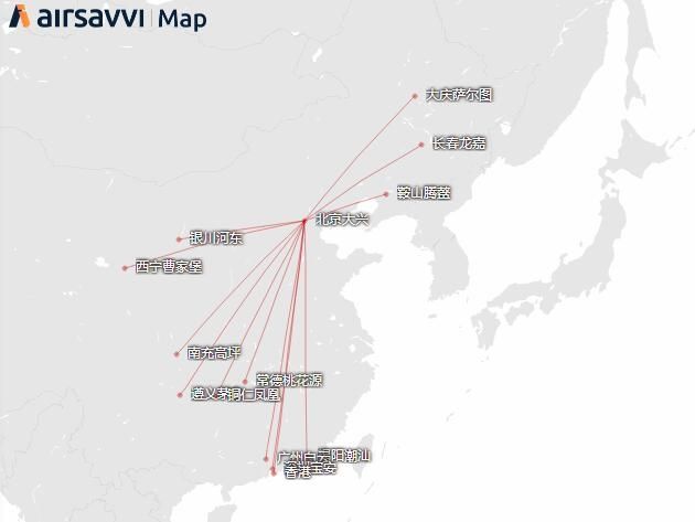 香港空運-航線圖：冬春航季15家航司入駐大興(xing) 機場