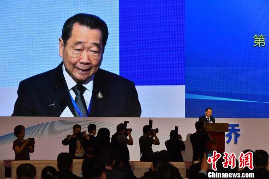 圖為(wei) 正大集團資深董事長謝國民演講。　胡遠航 攝