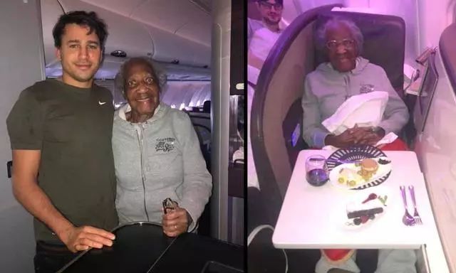 國際航班男子把頭等艙讓給88歲老太太 自己坐經濟艙7小時