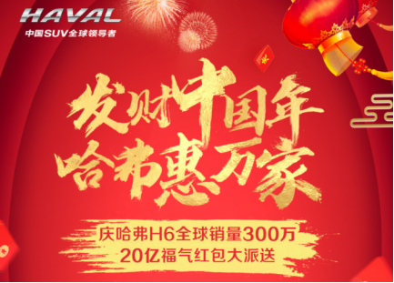 全民分20億(yi) ！哈弗攜手今日頭條參與(yu) “發財中國年”