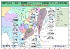 雙台風共舞！第14號台風“劍魚”來了！和“玲玲”攜手影響我國-廣州出口國際